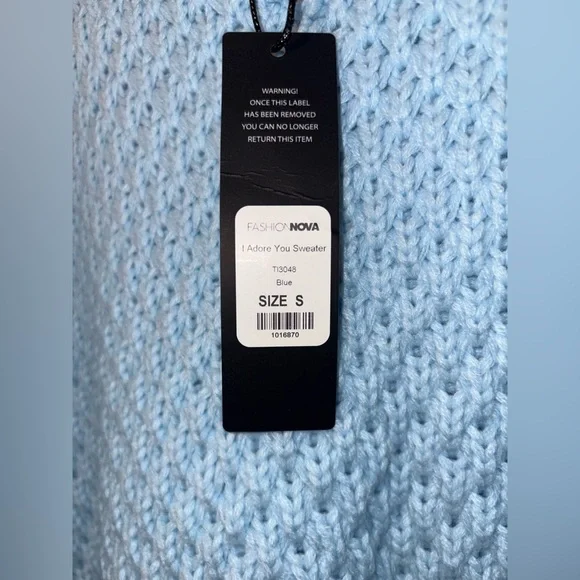 Fashion Nova Sky Blue V-Neck Sweater - Picture 4 of 5